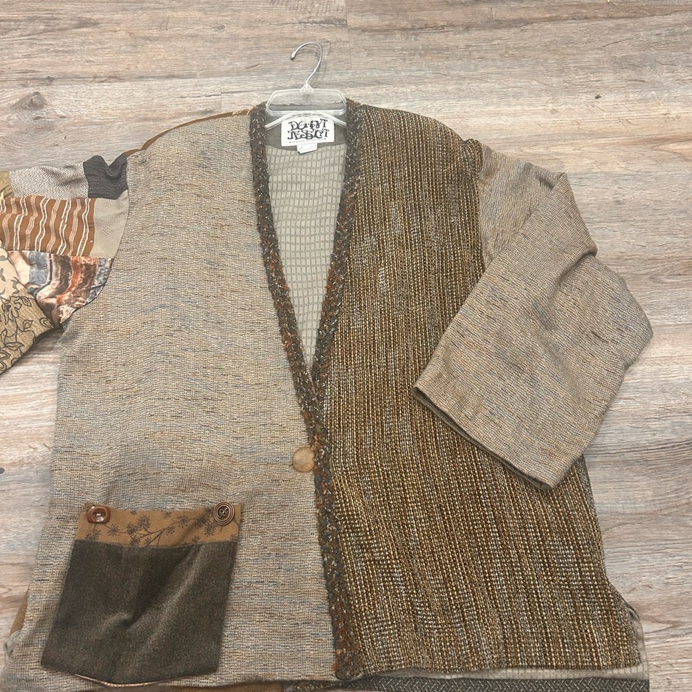 Vintage Donna Jessica Size 1 Sm/M Art to Wear Patchwork Cardigan Sweater